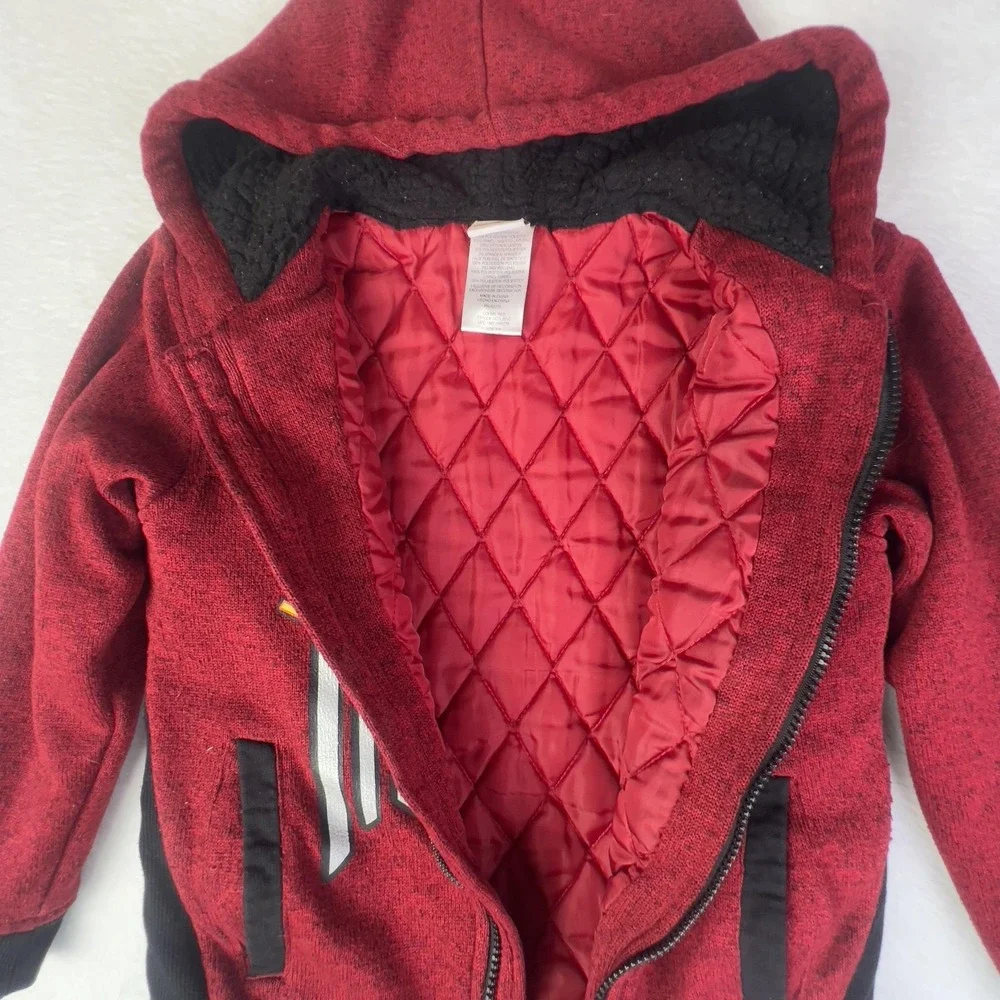 Marvel Spider-Man Homecoming Jacket Kids 7/8 Red Graphic Hooded Fleece‎ Zip